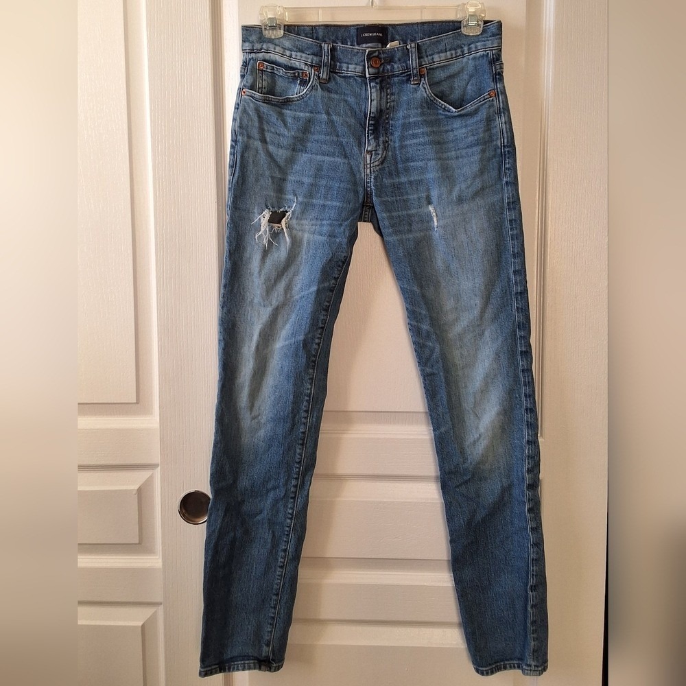 J.Crew Men 32W 34L 484 Slim fit Jean‎ Distressed Medium Indigo Wash